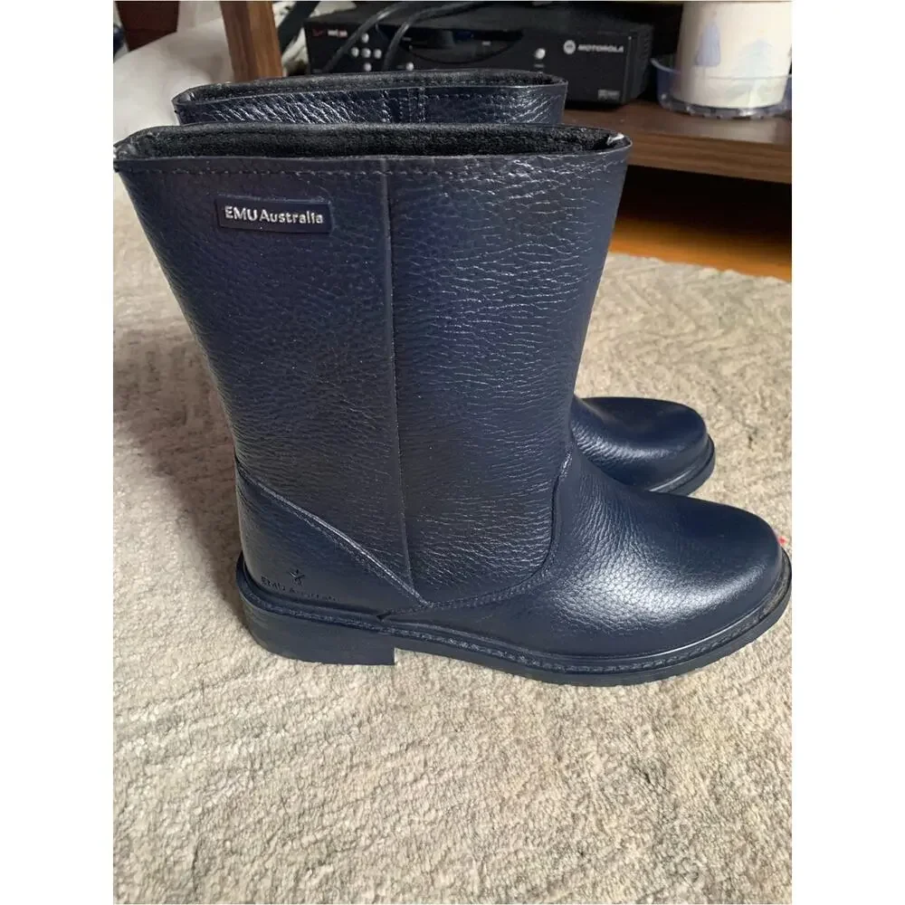Emu Navy Leather Mid-Calf Boots